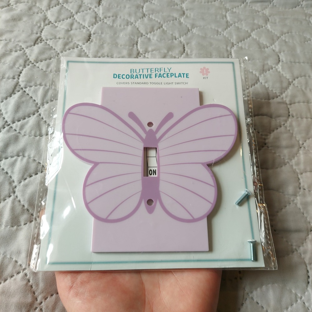 Purple Butterfly Decorative Light Switch Faceplate Toggle Cover Girlie Plastic